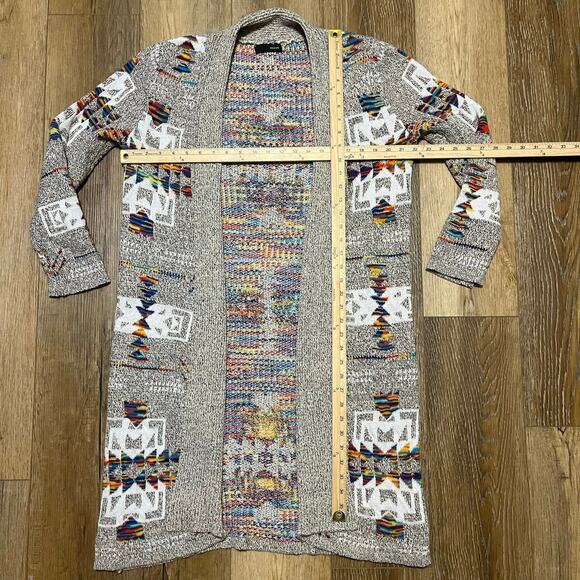 ON BLUE Aztec Long Knit Cardigan Sweater 2x Duster Boho Western Tribal Hippie - Picture 13 of 13